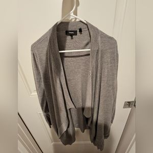 Theory Gray open cardigan w/ pockets